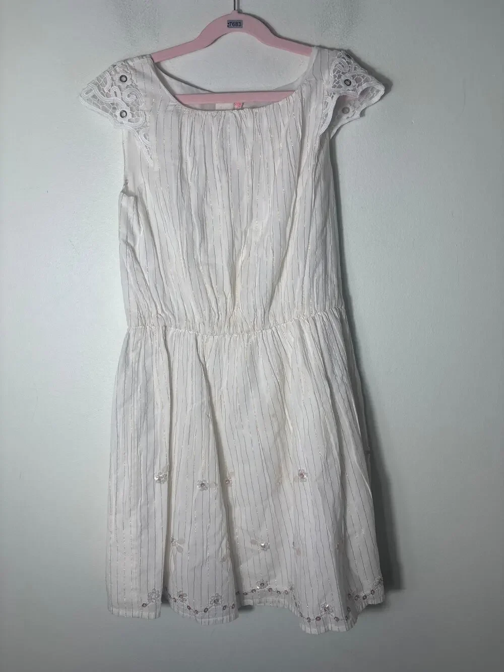 Girls Billie Blush My Lovely Dress Off White Cap Sleeve Dress Sz 12
